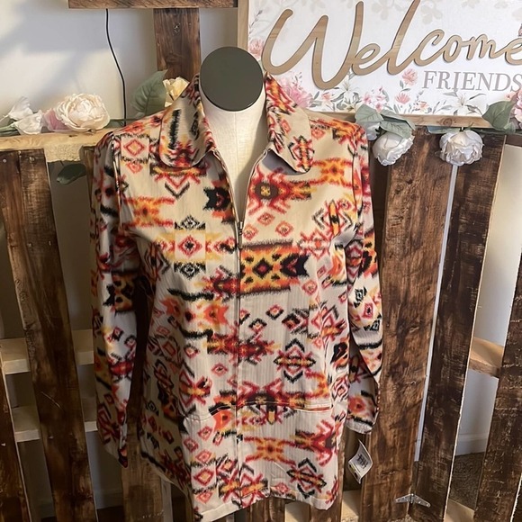 Breckenridge Aztec Print woman’s plus khaki red painted desert Jacket Size 1X - Picture 8 of 11